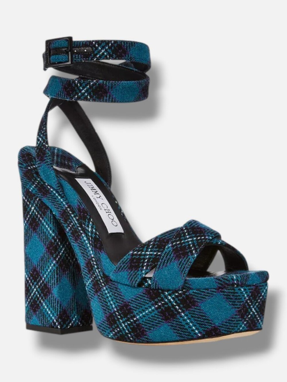 Jimmy Choo Women's Blue Gaia 140 Platform High Block Heel Sandals Size 34